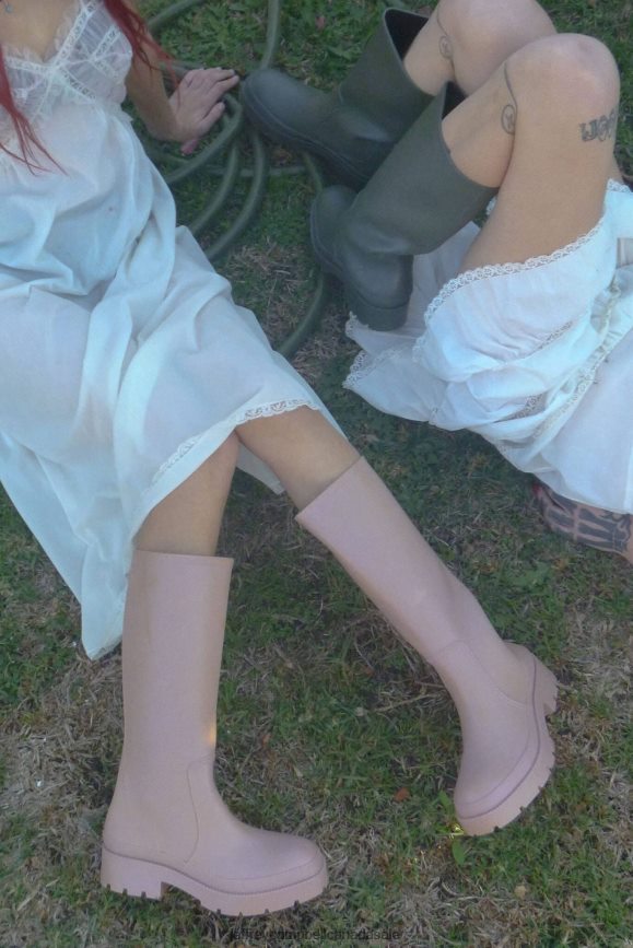 RAINPOUR Women Beige Matte PLRNJH832 Jeffrey Campbell Knee to Thigh Boots