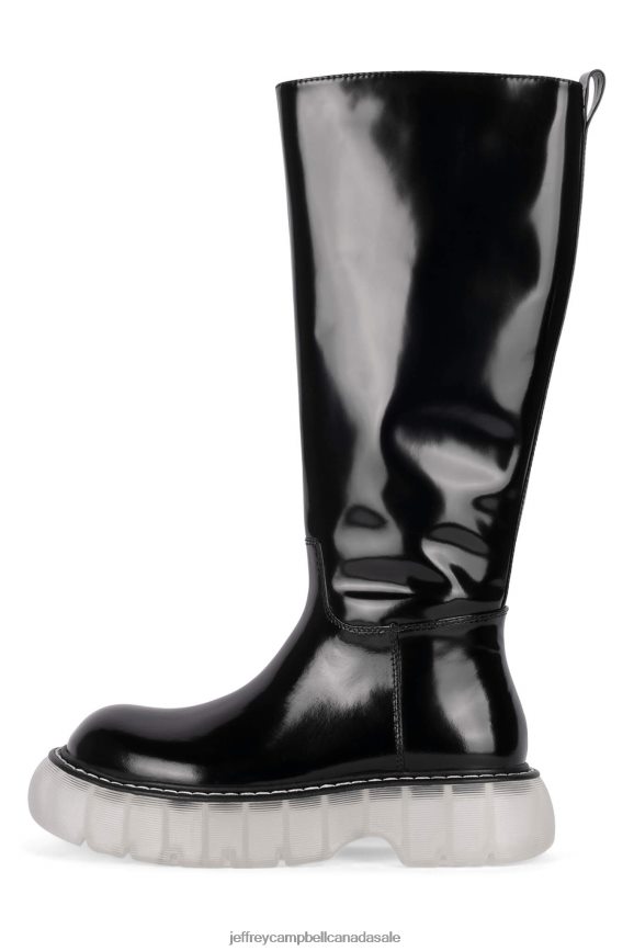 SPYING Women Black Box Clear PLRNJH828 Jeffrey Campbell Knee to Thigh Boots
