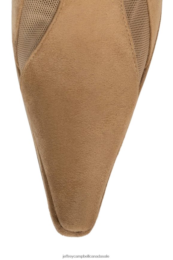 STRIPES-KH Women Natural Suede Mesh PLRNJH700 Jeffrey Campbell Knee to Thigh Boots