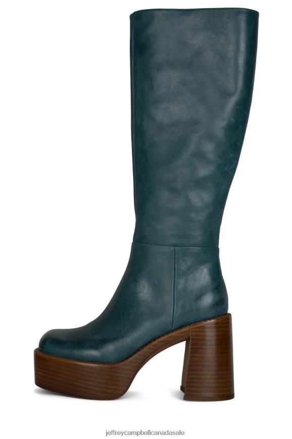 THE-BAND Women Teal Tan Polish Stack PLRNJH878 Jeffrey Campbell Knee to Thigh Boots