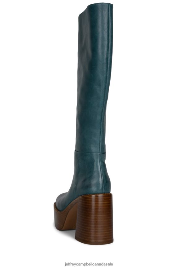 THE-BAND Women Teal Tan Polish Stack PLRNJH878 Jeffrey Campbell Knee to Thigh Boots