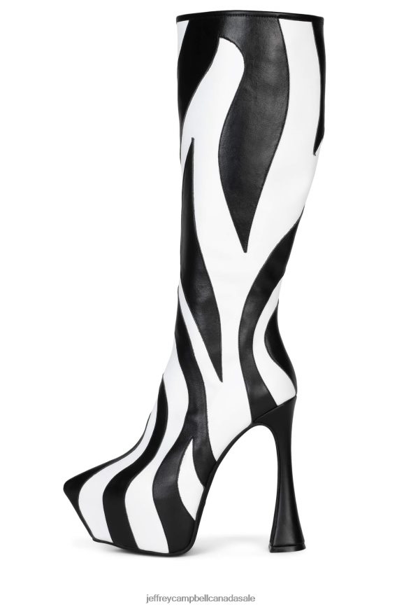 UNTAMED Women Black White Zebra PLRNJH851 Jeffrey Campbell Knee to Thigh Boots