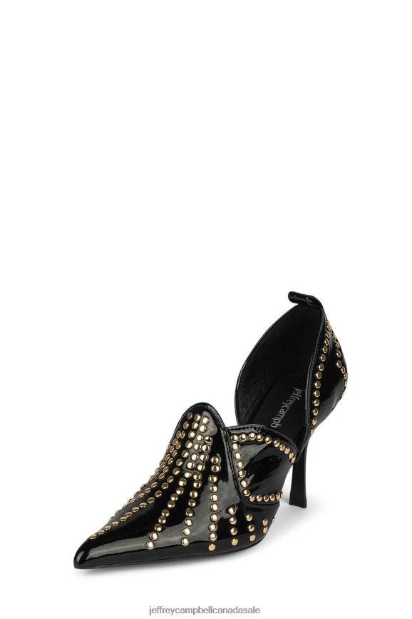 SPANGLED Women Black Patent Gold PLRNJH904 Jeffrey Campbell Western Boots