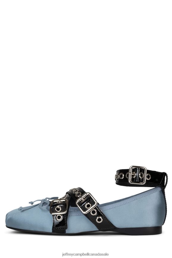 CHOREO Women Blue Satin Black Patent PLRNJH209 Jeffrey Campbell Ballet Flats