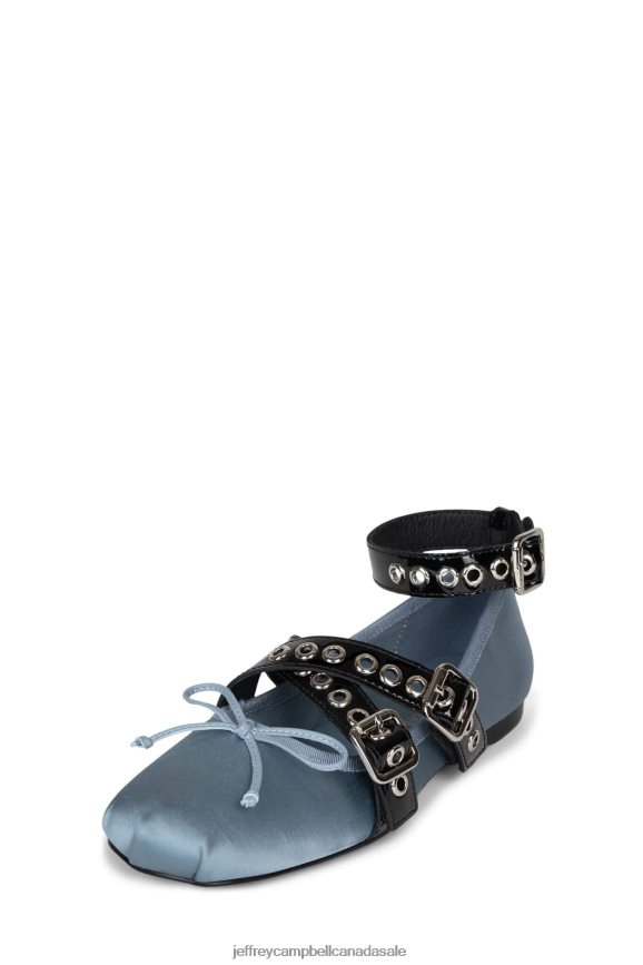 CHOREO Women Blue Satin Black Patent PLRNJH209 Jeffrey Campbell Ballet Flats