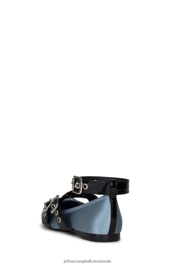 CHOREO Women Blue Satin Black Patent PLRNJH209 Jeffrey Campbell Ballet Flats