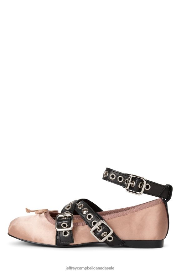 CHOREO Women Natural Satin Black PLRNJH210 Jeffrey Campbell Ballet Flats