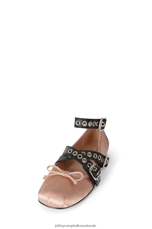 CHOREO Women Natural Satin Black PLRNJH210 Jeffrey Campbell Ballet Flats