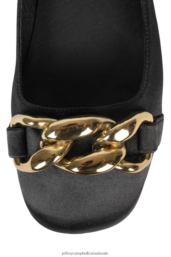 ONEGIN Women Black Satin Gold PLRNJH189 Jeffrey Campbell Ballet Flats