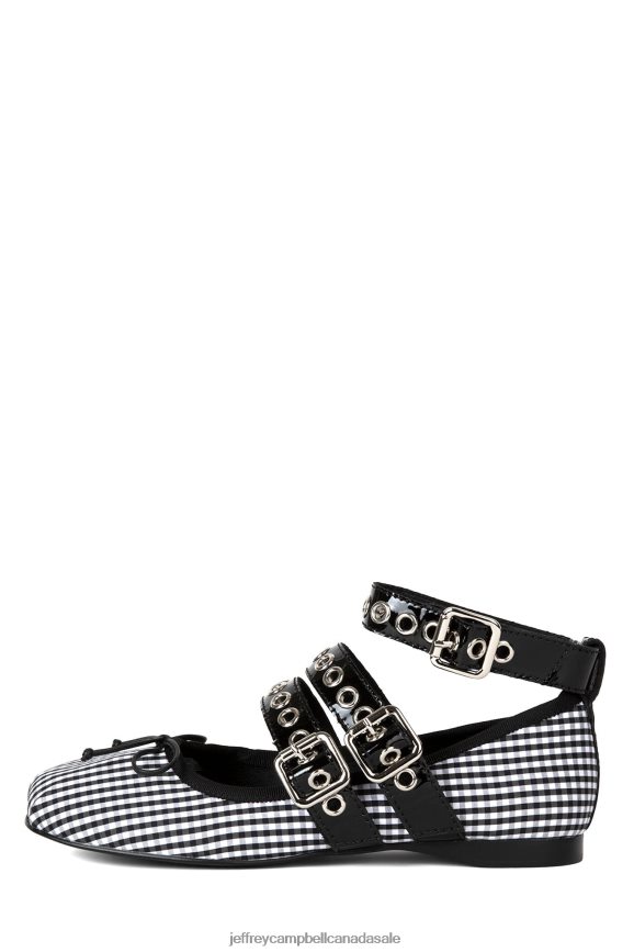 RINA Women White Gingham Black Patent PLRNJH203 Jeffrey Campbell Ballet Flats