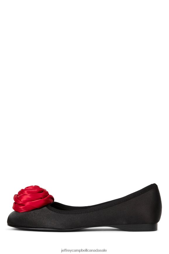 ROSETTA Women Black Satin Red PLRNJH206 Jeffrey Campbell Ballet Flats
