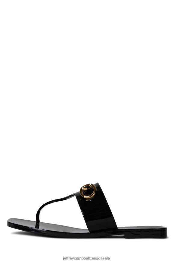 A-LIL-BIT Women Black Shiny PLRNJH136 Jeffrey Campbell Sandals