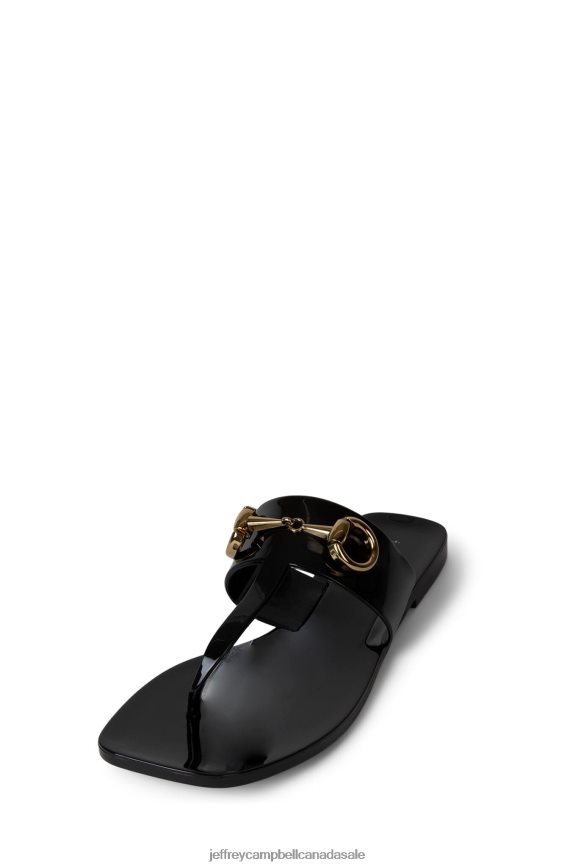A-LIL-BIT Women Black Shiny PLRNJH136 Jeffrey Campbell Sandals