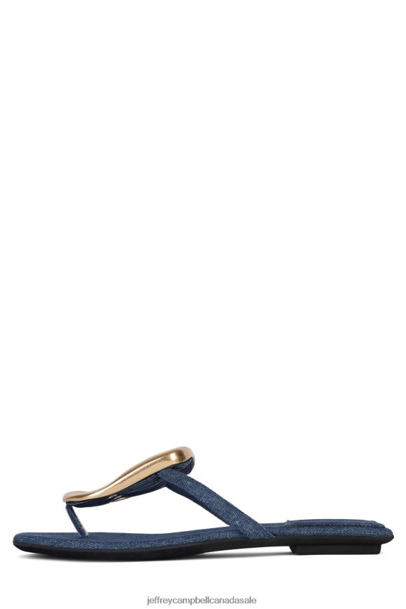 LINQUES-2 Women Blue Denim Gold PLRNJH1749 Jeffrey Campbell Sandals