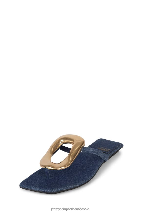 LINQUES-2 Women Blue Denim Gold PLRNJH1749 Jeffrey Campbell Sandals