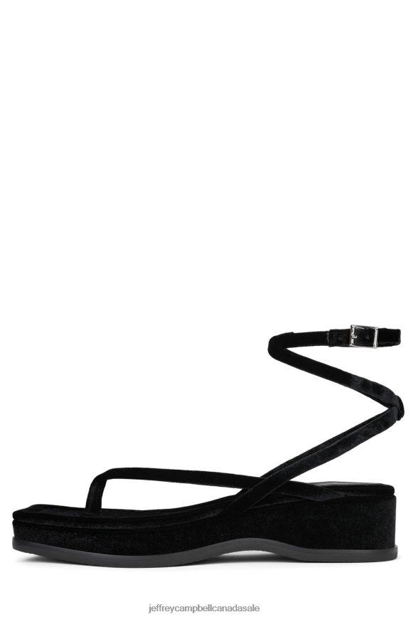 SUN-KISSED Women Black Velvet PLRNJH1734 Jeffrey Campbell Sandals