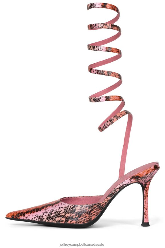 APHRODITE Women Pink Orange Snake PLRNJH1678 Jeffrey Campbell Heeled Mule