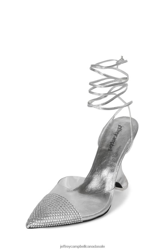 BIG-EGO Women Silver Clear PLRNJH1656 Jeffrey Campbell Heeled Mule