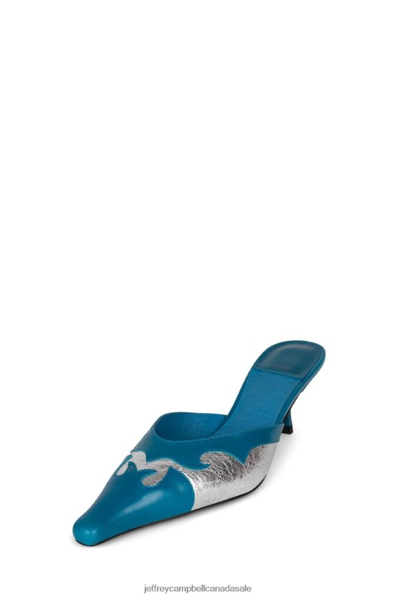 DILETTANTE Women Teal Silver Crinkle PLRNJH1671 Jeffrey Campbell Heeled Mule