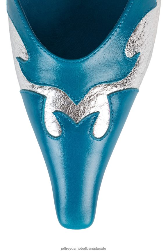 DILETTANTE Women Teal Silver Crinkle PLRNJH1671 Jeffrey Campbell Heeled Mule