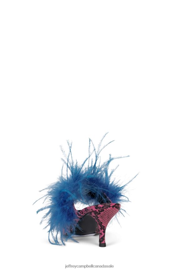 FEATHERING Women Pink Snake Blue PLRNJH1696 Jeffrey Campbell Heeled Mule