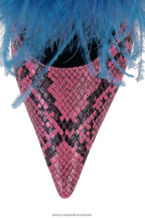 FEATHERING Women Pink Snake Blue PLRNJH1696 Jeffrey Campbell Heeled Mule