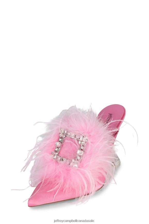 FUR-WUT Women Pink Satin PLRNJH1661 Jeffrey Campbell Heeled Mule