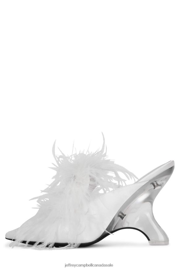 FUR-WUT Women White Satin PLRNJH1662 Jeffrey Campbell Heeled Mule