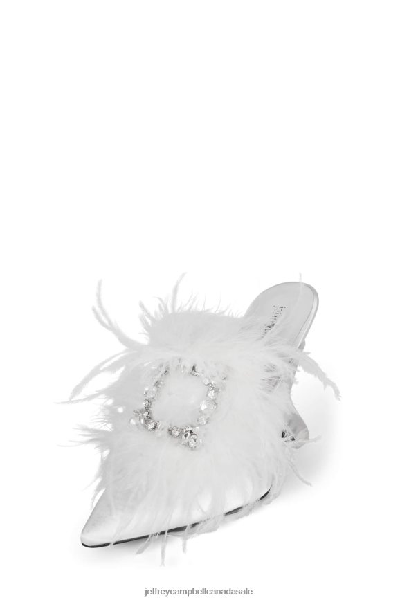 FUR-WUT Women White Satin PLRNJH1662 Jeffrey Campbell Heeled Mule