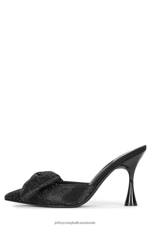 JEWELIA Women Black Satin Combo PLRNJH1654 Jeffrey Campbell Heeled Mule