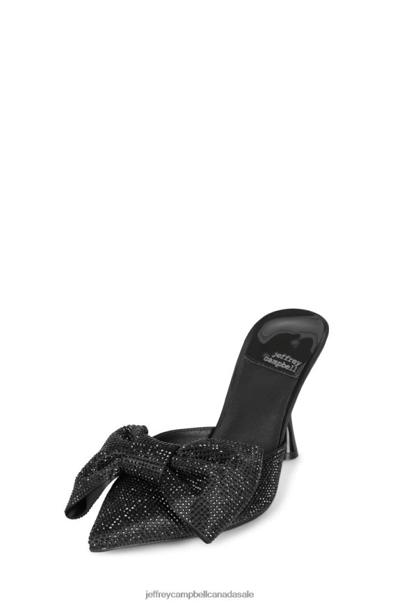 JEWELIA Women Black Satin Combo PLRNJH1654 Jeffrey Campbell Heeled Mule