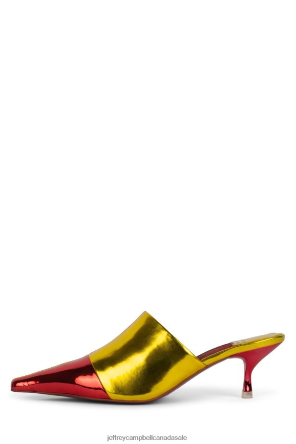 OCULAR Women Red Metallic Gold PLRNJH1714 Jeffrey Campbell Heeled Mule