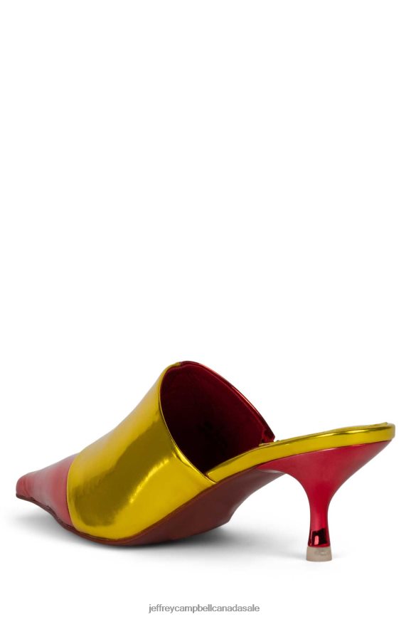 OCULAR Women Red Metallic Gold PLRNJH1714 Jeffrey Campbell Heeled Mule