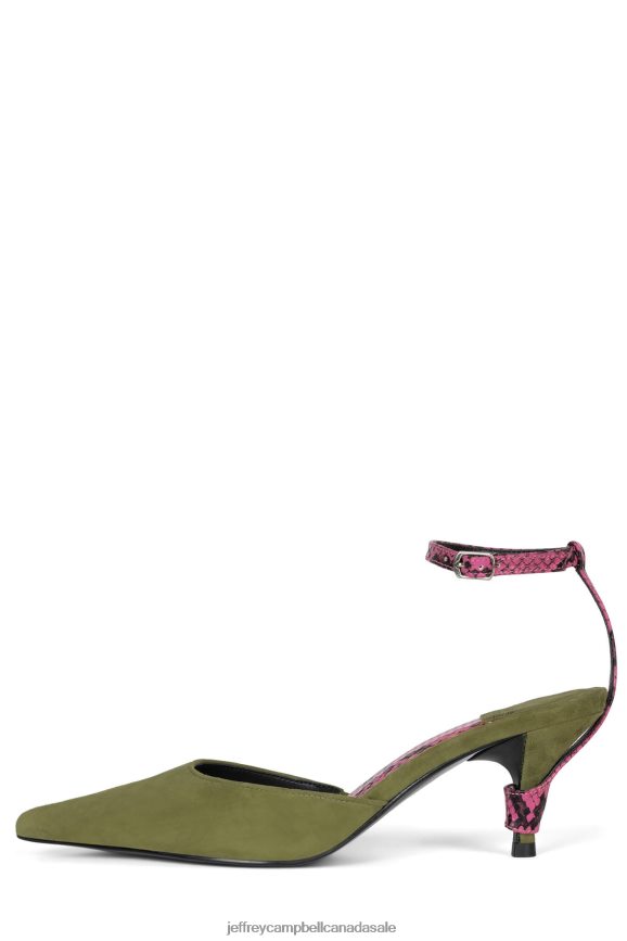 OPERATIVE Women Green Suede Pink Snake PLRNJH1699 Jeffrey Campbell Heeled Mule
