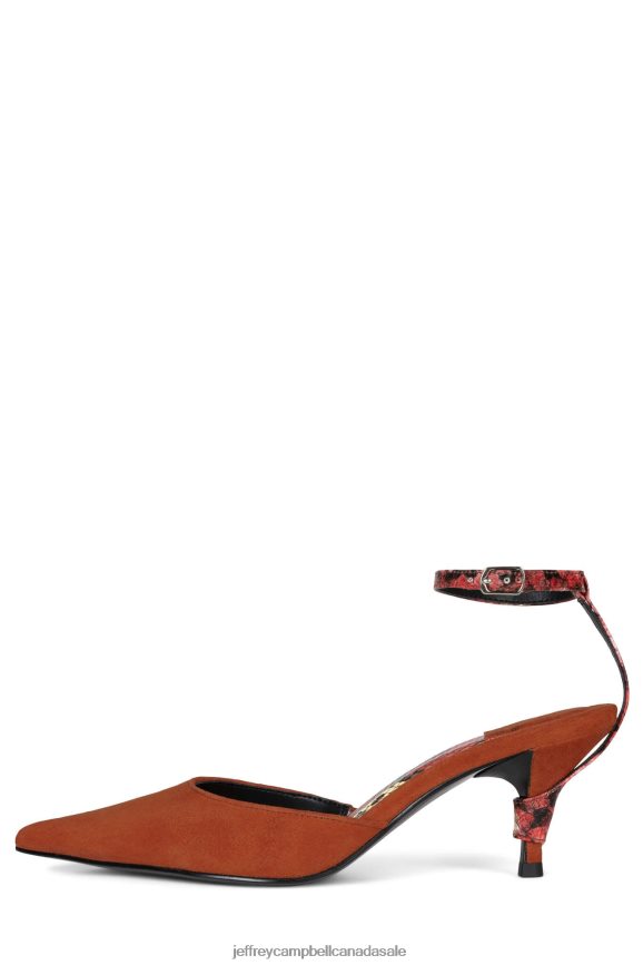 OPERATIVE Women Rust Suede Red Snake PLRNJH1698 Jeffrey Campbell Heeled Mule