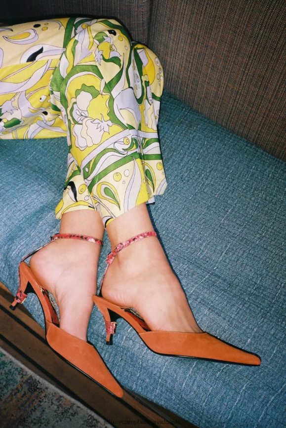 OPERATIVE Women Rust Suede Red Snake PLRNJH1698 Jeffrey Campbell Heeled Mule