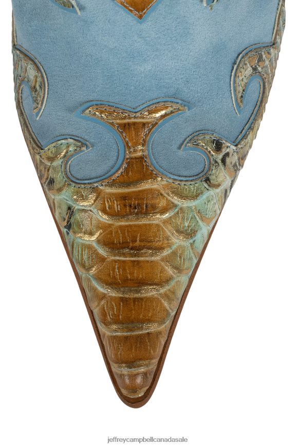 RIDE-IT Women Blue Beige Snake Blue PLRNJH1674 Jeffrey Campbell Heeled Mule