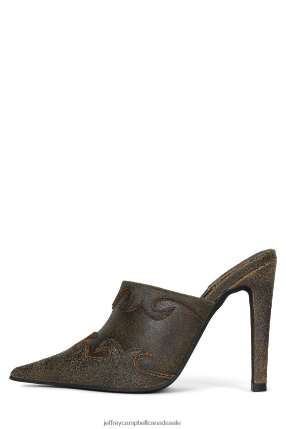 RIDE-IT Women Brown Distressed PLRNJH1676 Jeffrey Campbell Heeled Mule