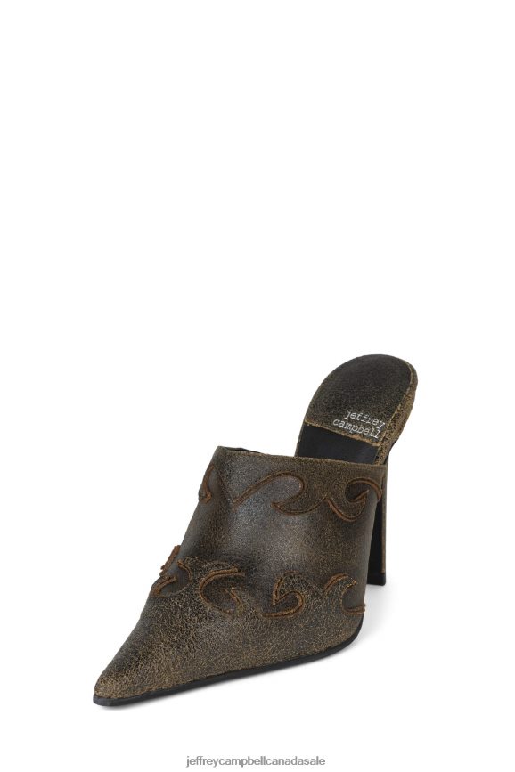 RIDE-IT Women Brown Distressed PLRNJH1676 Jeffrey Campbell Heeled Mule