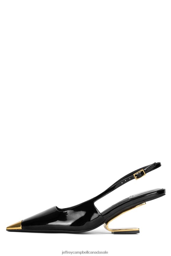 CULPRIT-L Women Black Patent Gold PLRNJH1356 Jeffrey Campbell Heeled Pump