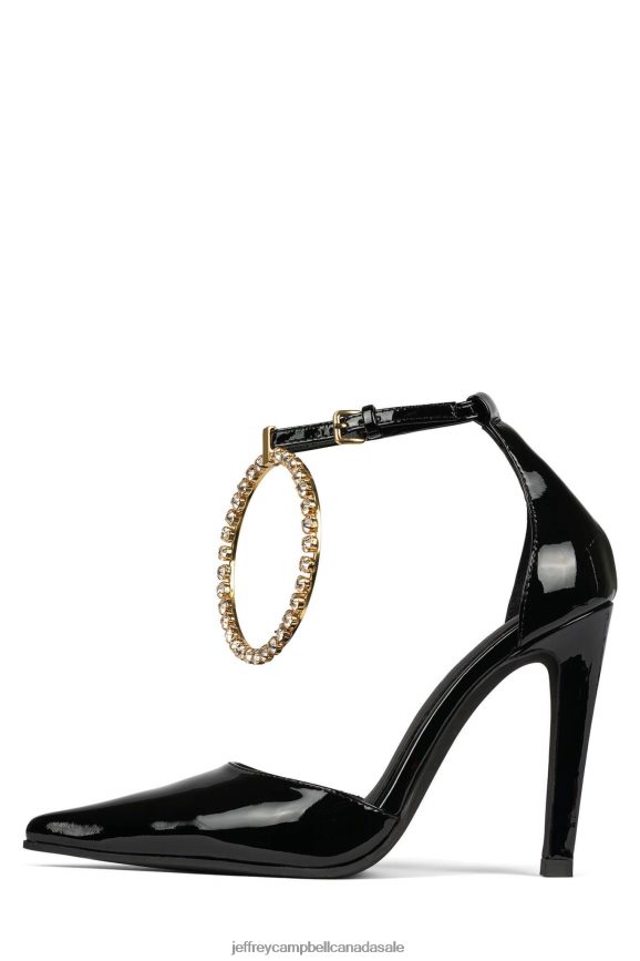 ENCIRCLE Women Black Patent Gold PLRNJH1382 Jeffrey Campbell Heeled Pump
