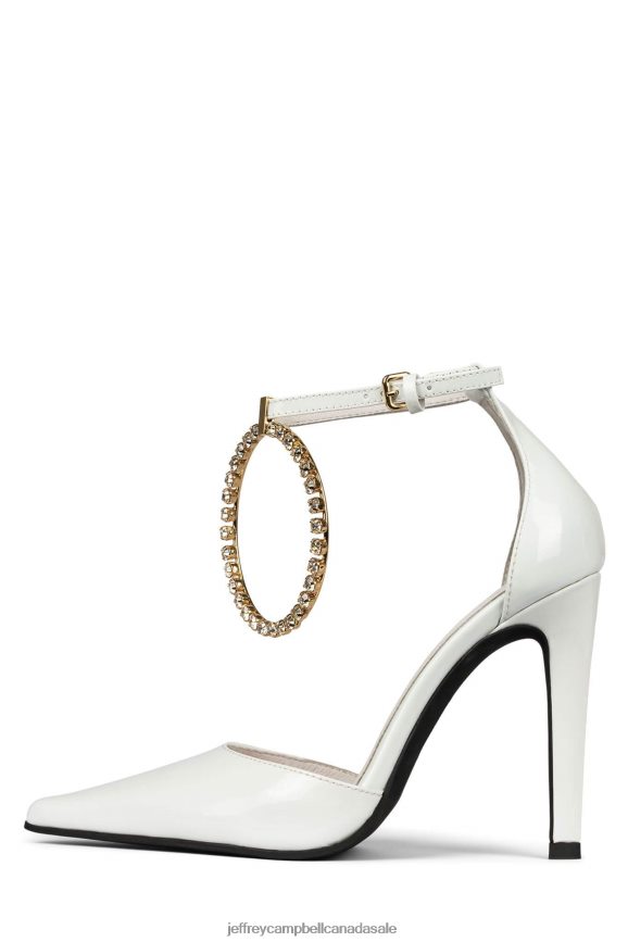 ENCIRCLE Women White Patent Gold PLRNJH1381 Jeffrey Campbell Heeled Pump