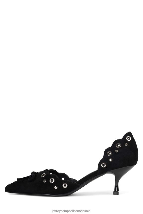 GRATIFIED Women Black Suede Silver PLRNJH1393 Jeffrey Campbell Heeled Pump