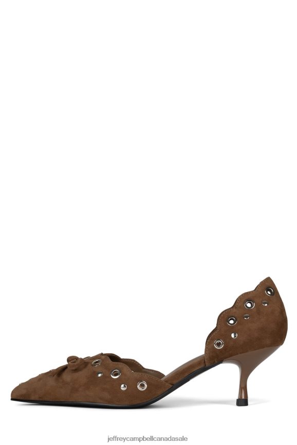 GRATIFIED Women Light Brown Suede Silver PLRNJH1392 Jeffrey Campbell Heeled Pump