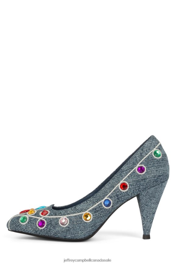 MCFLY Women Blue Denim Bright Jewels PLRNJH1376 Jeffrey Campbell Heeled Pump