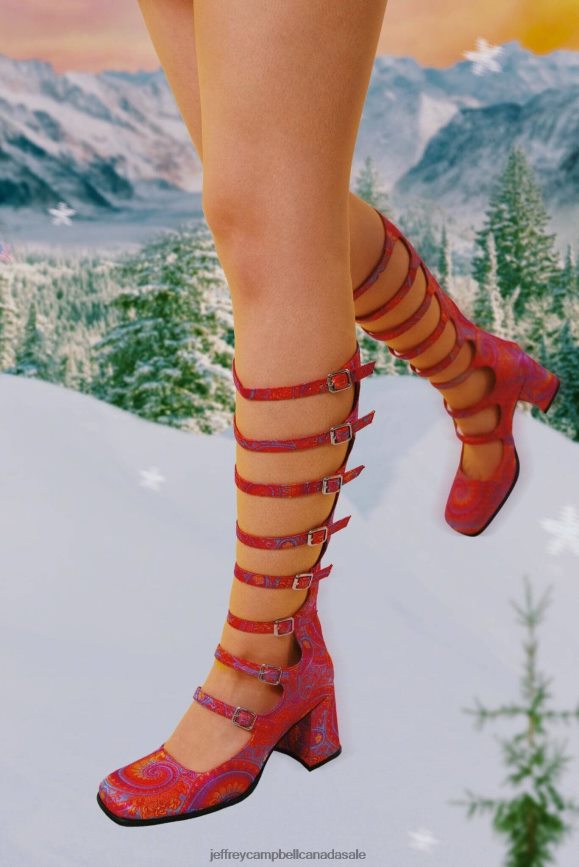 MONSIEUR Women Red Blue Paisley PLRNJH1327 Jeffrey Campbell Heeled Pump