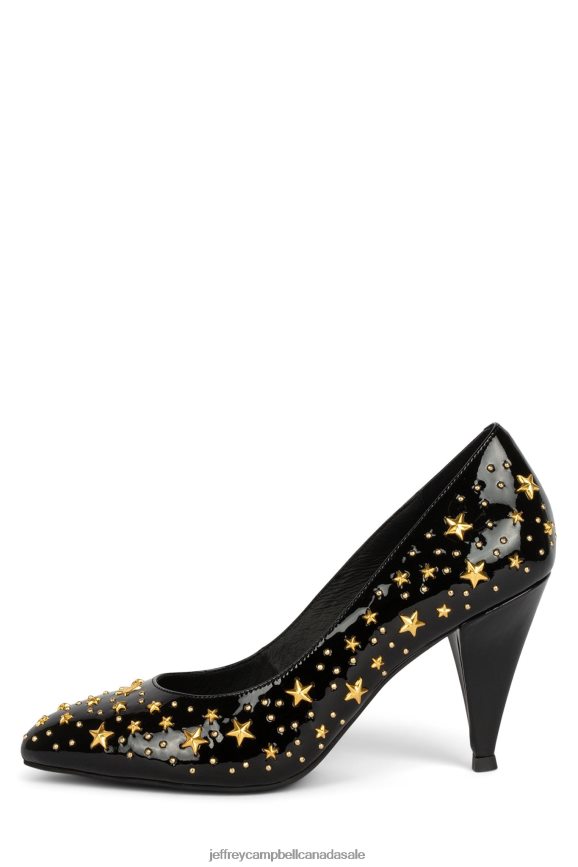 STARGAZING Women Black Patent Gold PLRNJH1375 Jeffrey Campbell Heeled Pump