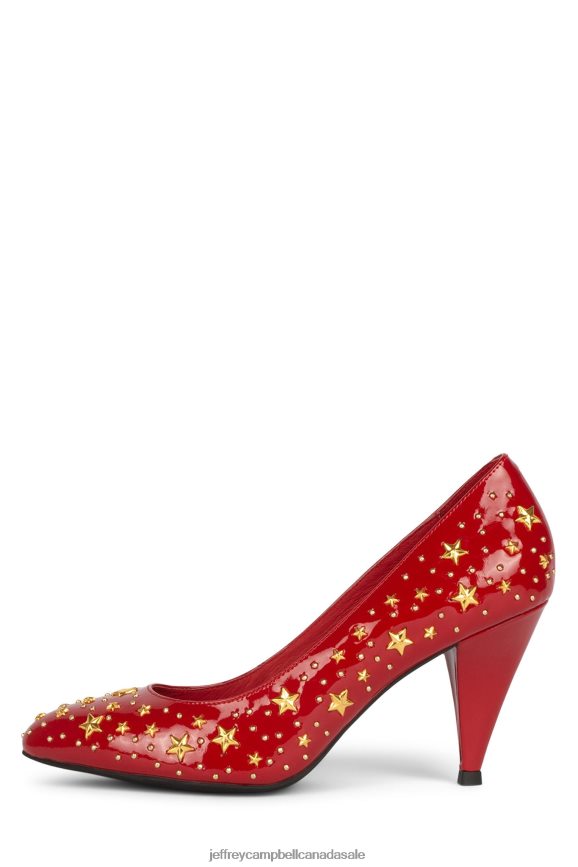 STARGAZING Women Red Patent Gold PLRNJH1373 Jeffrey Campbell Heeled Pump