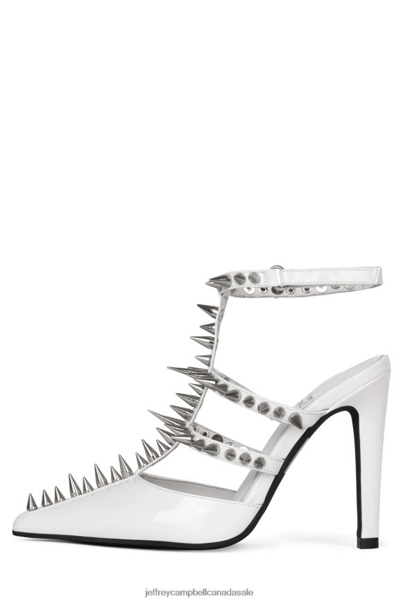 STEP-BACK Women White Patent Silver PLRNJH1330 Jeffrey Campbell Heeled Pump