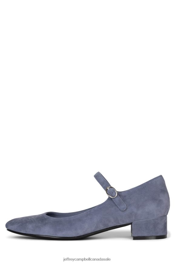 TOP-TIER Women Dusty Blue Suede PLRNJH1341 Jeffrey Campbell Heeled Pump